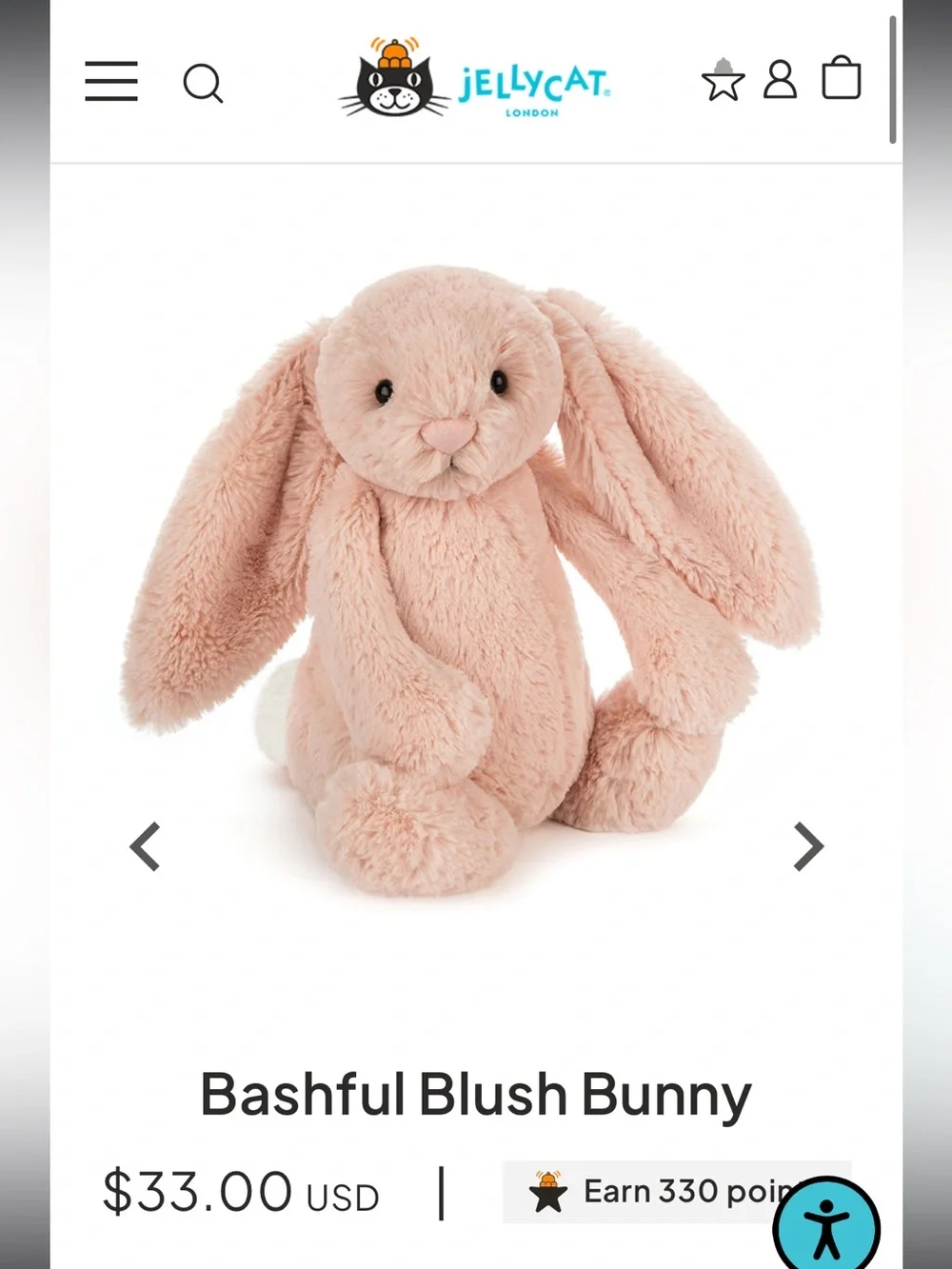 JELLYCAT BASHFUL BLUSH BUNNY